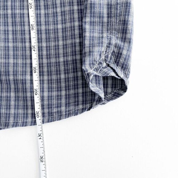 Wrangler Jeans Co. Mens Plaid Long Sleeve Cotton Button Up Shirt Navy Blue 2XL - Picture 7 of 7